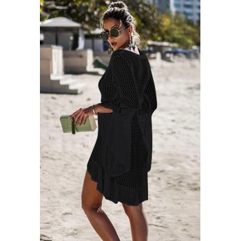 Black Crochet Knitted Beach Cover up Dress